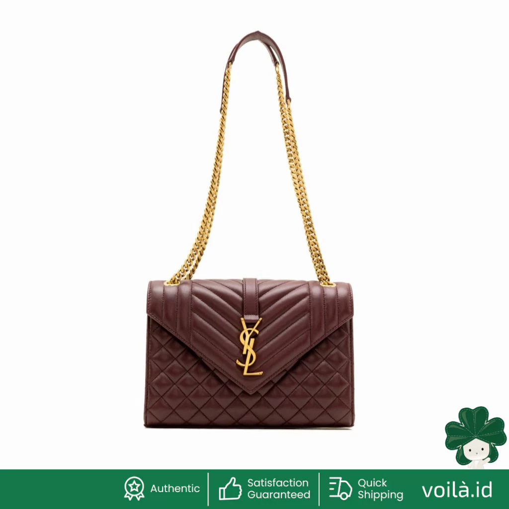 Envelope Medium Matelassé Lambskin Rouge Cabernet Ghw