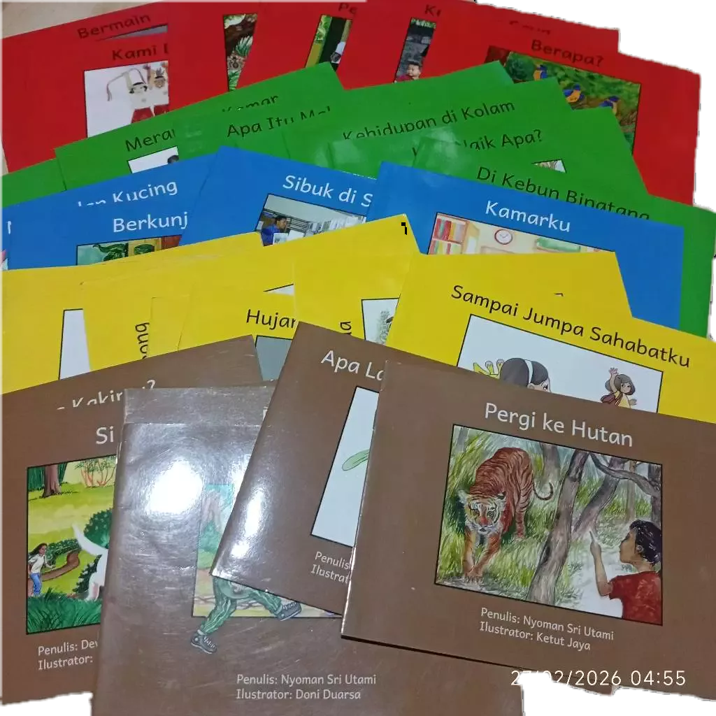 buku cerita anak dengan gambar ilustrasi atau foto penulis nyoman sri utami berwarna art paper