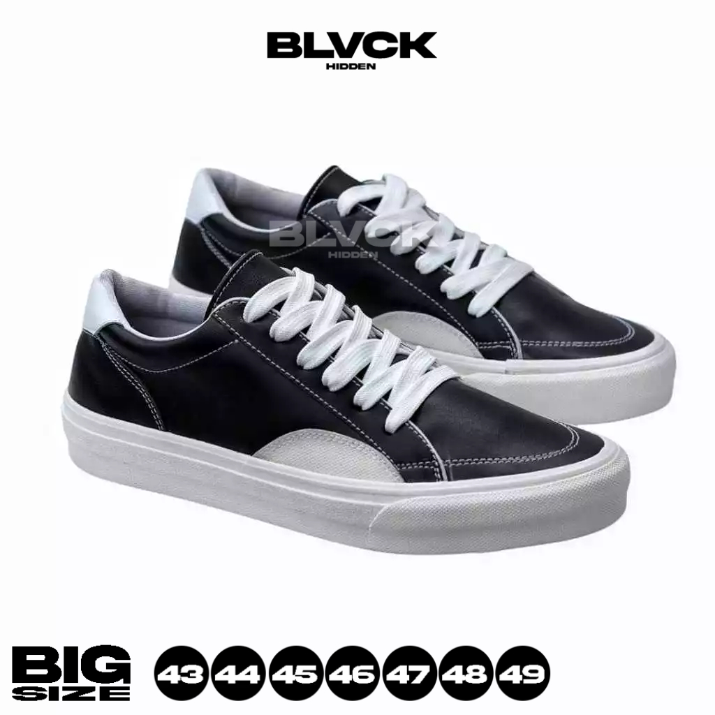 Sepatu Sneakers Pria Tali Hitam Sekolah Ukuran Jumbo 44 45 46 47 48