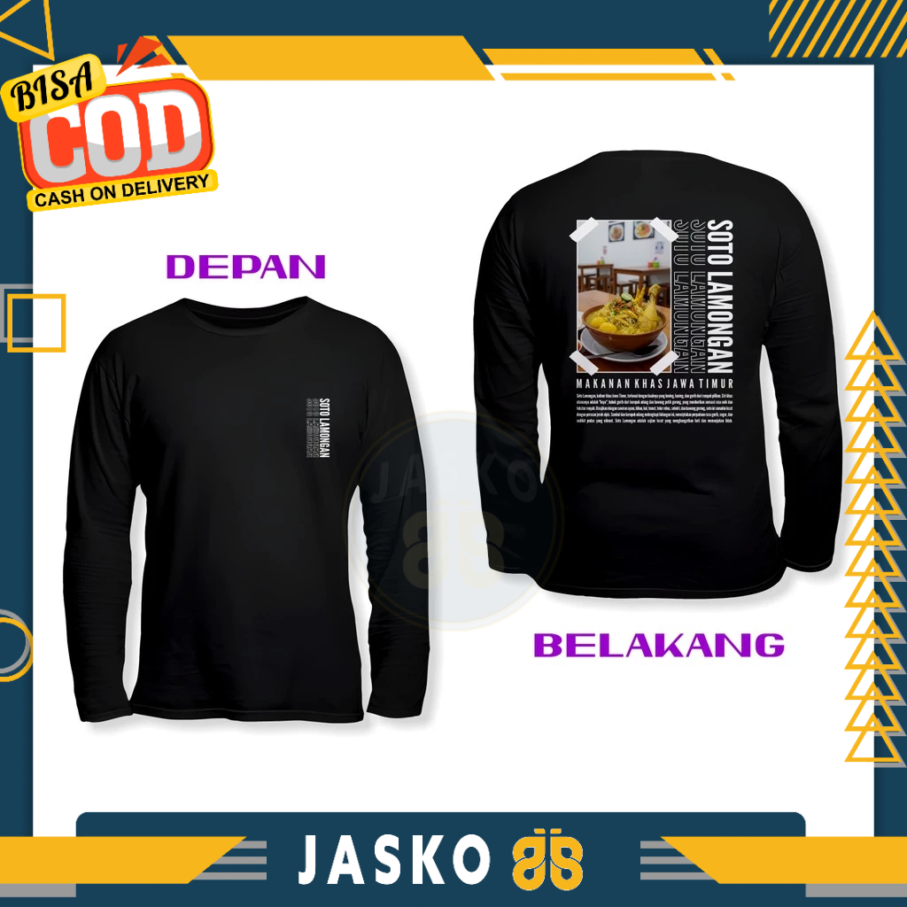 Baju Tshirt Soto Lamongan Makanan Khas Jawa Timur DB Lengan Panjang Kaos Distro
