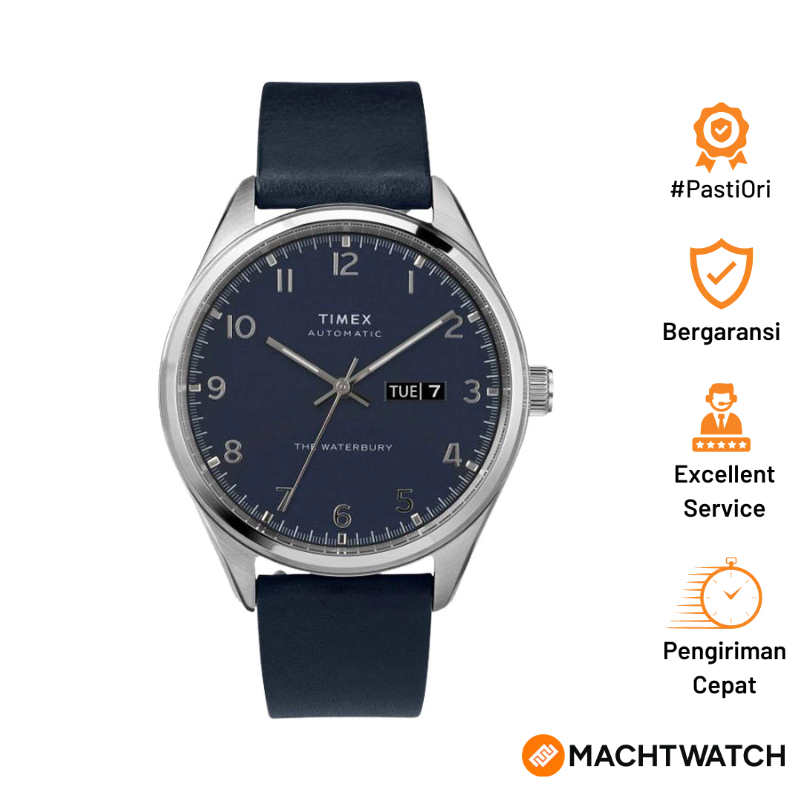 [PRJ] Jam Tangan Pria Timex Waterbury TW2U11400 Automatic Men Blue Dial Blue Leather Strap