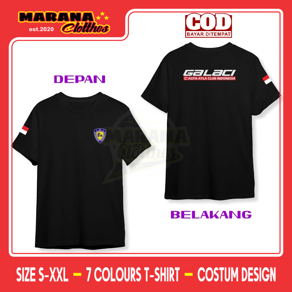 Kaos Mobil GALACI Agya Ayla Club Indonesia Logo DB Baju Otomotif