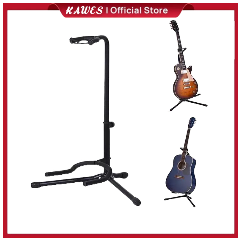 KAWES Stand Duduk Gitar Bass Elektrik dan Akustik Lipat Stand Gitar atau Duduk Gitar Model Berdiri &