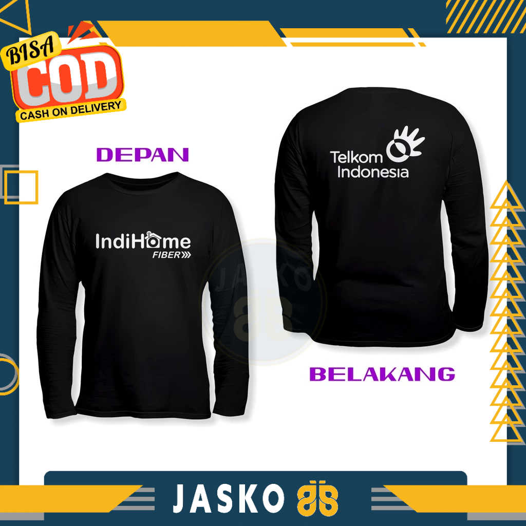 Baju Tshirt Telkom Indonesia Indihome 100% Fiber DB Lengan Panjang Baju Perusahaan