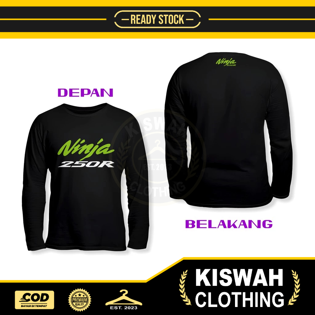 Kaos Tshirt Ninja 250R DB Lengan Panjang Baju Otomotif