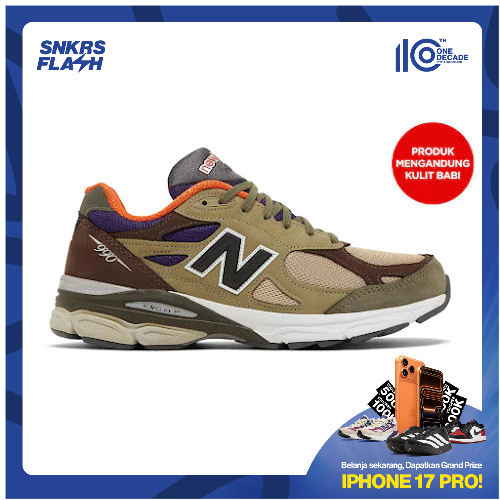 NEW BALANCE 990 V3 MADE IN USA TAN BLUE Sepatu Sneakers Unisex - M990BT3