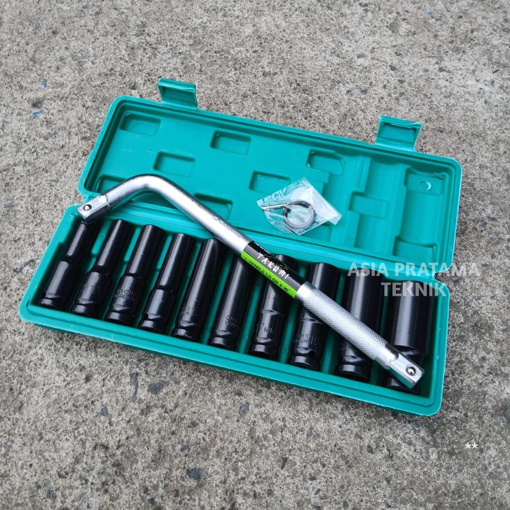 ( Free Gagang L ) 10Pcs Mata Socket 1/2‘’ 8-24mm Impact Kunci Socket/Kunci Shock Impact Socket Set/I