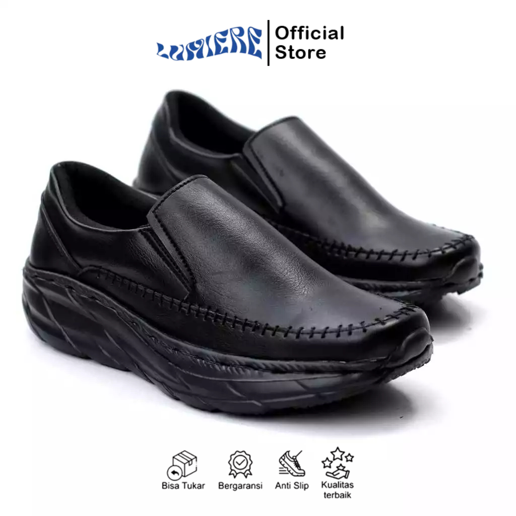 Sepatu Formal Loafers Hitam Sole Phylon Tebal Kekinian