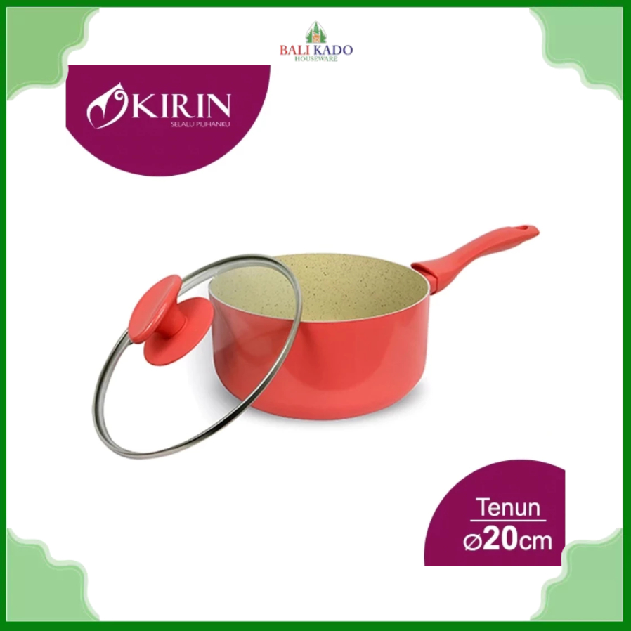 Kirin Sauce Pan Tenun Series 20cm | Kirin Teflon Wajan Anti Lengket Serbaguna 20cm [Pink/Hijau]