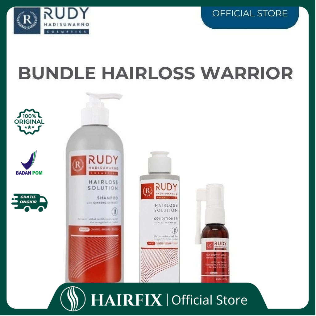 Paket Rudy Hadisuwarno Perawatan Lengkap Rambut Rontok | Shampoo + Conditioner + Serum