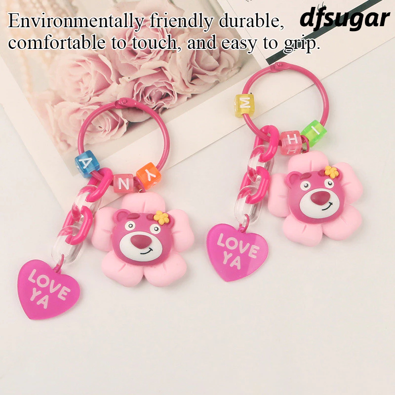 Liontin Ponsel Lucu  Liontin Casing Earphone Hati untuk Gadis  Liontin Ponsel Beruang Stroberi Bunga