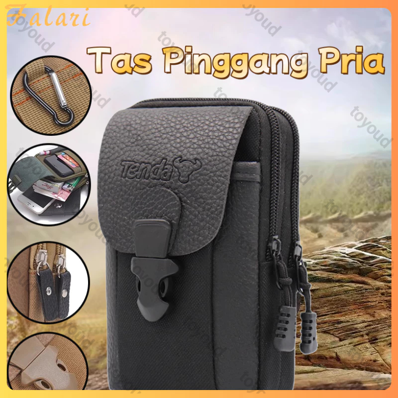 Tas Pinggang Pria Outdoor Olahraga Kanvas Canvas Waist Bag Pouch Hp Dan Dompet