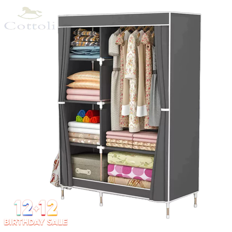 Cottoli Lemari Pakaian Serbaguna Lemari Baju Portable Lemari Kain Portable Lemari Gantung Minimalis