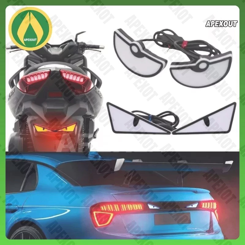 12V Lampu Hias Plat Nomor Motor Neon Warna-Warni Lampu LED Belakang Model Mata lblis Segitiga