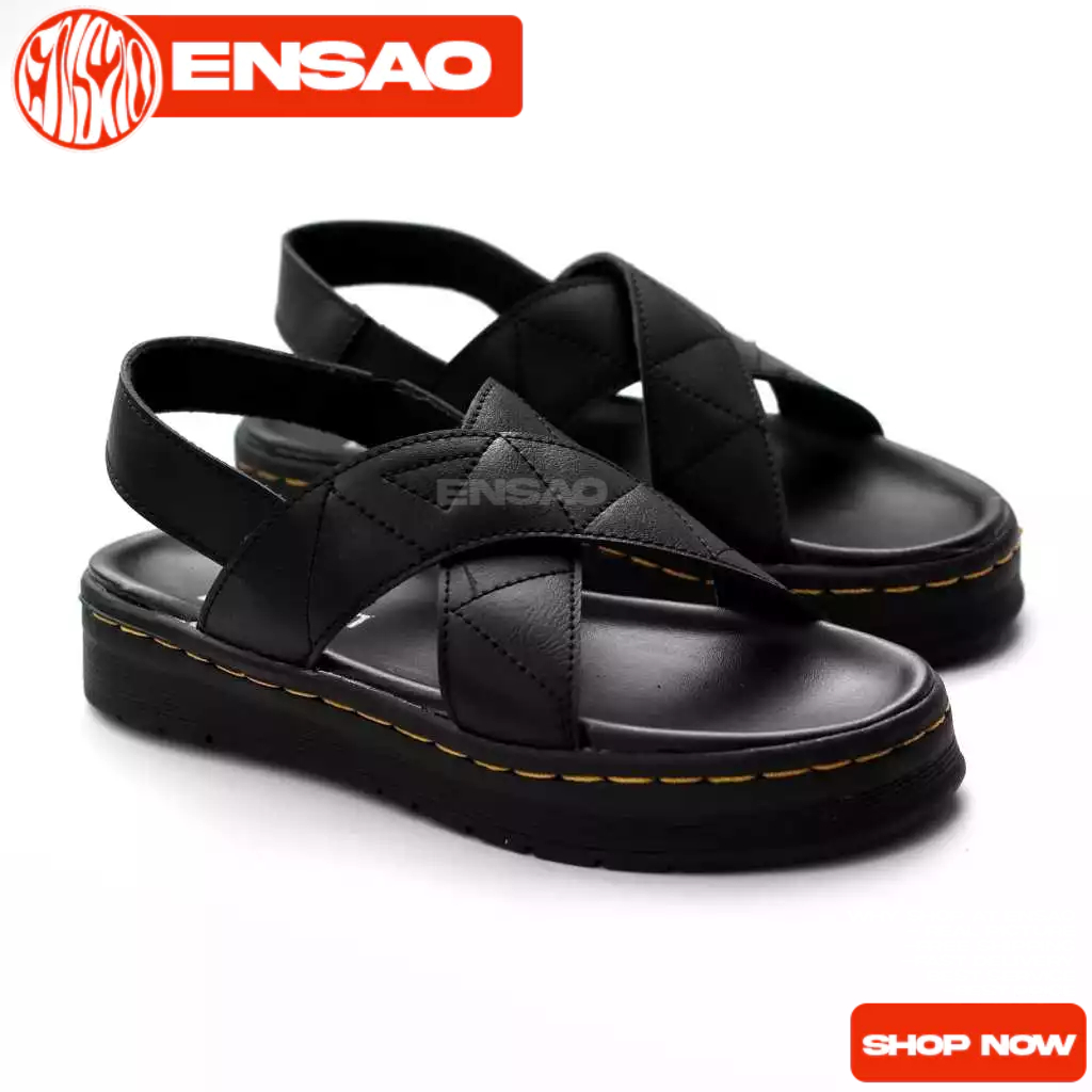 Sandal Slide Hitam Pria Casual Empuk Anti Slip Traveling Pria