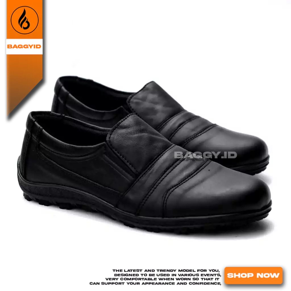 Sepatu Slip On Pria Kulit Sapi Anti Slip