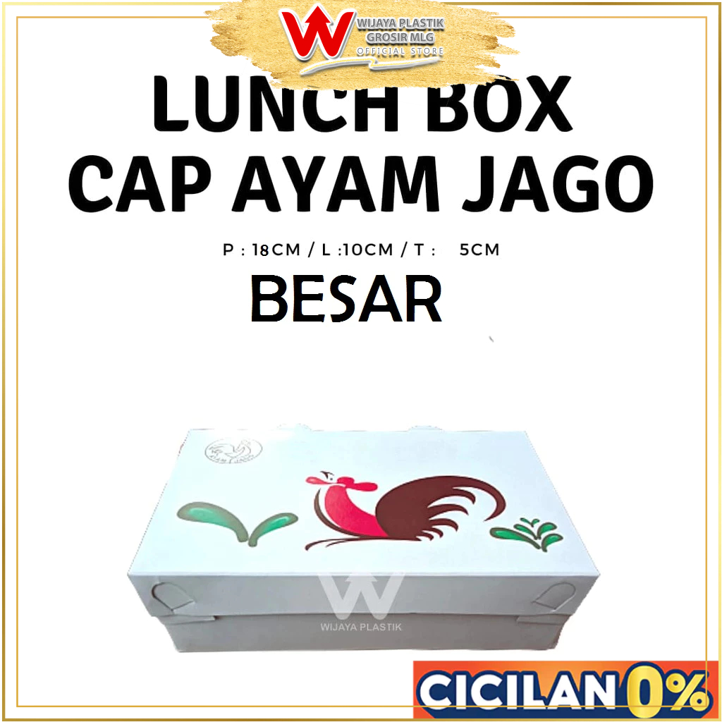[PROMO] Lunch Box Putih Motif Ayam Jago @Pcs | lunchbox premium full laminasi kecil besar kemasan du