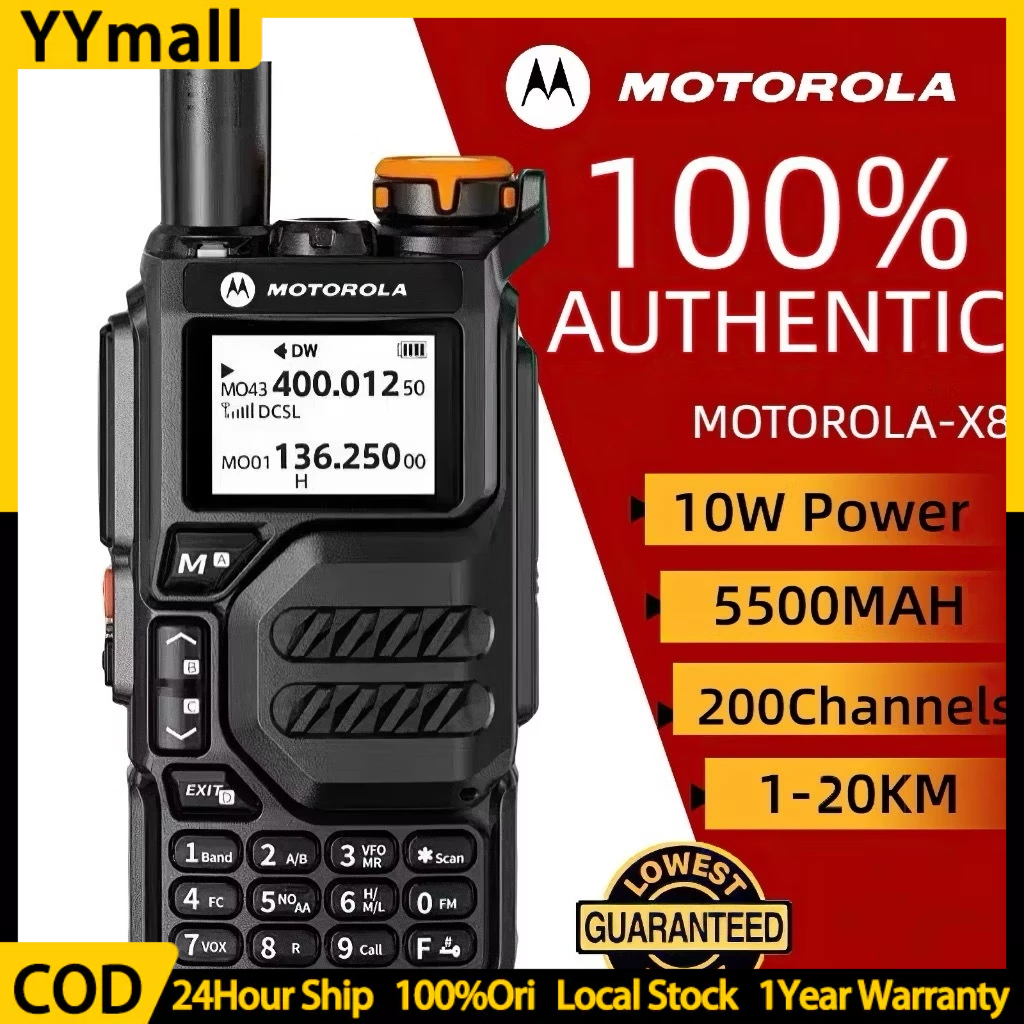 HT MOTOROLA X8 Radio Genggam 10W High Power Dual Band UHF/VHF Type-C charging K Headset Jarak Jauh 2
