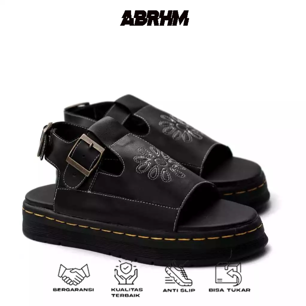 Sandal Gladiator Wanita Platform Sole Motif Daisy Docmart Black