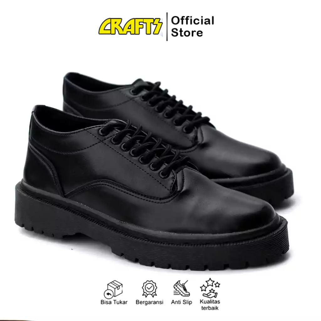Sepatu Formal Pria Oxford Hak Tinggi Kulit Sintetis Anti Selip Hitam 38-45