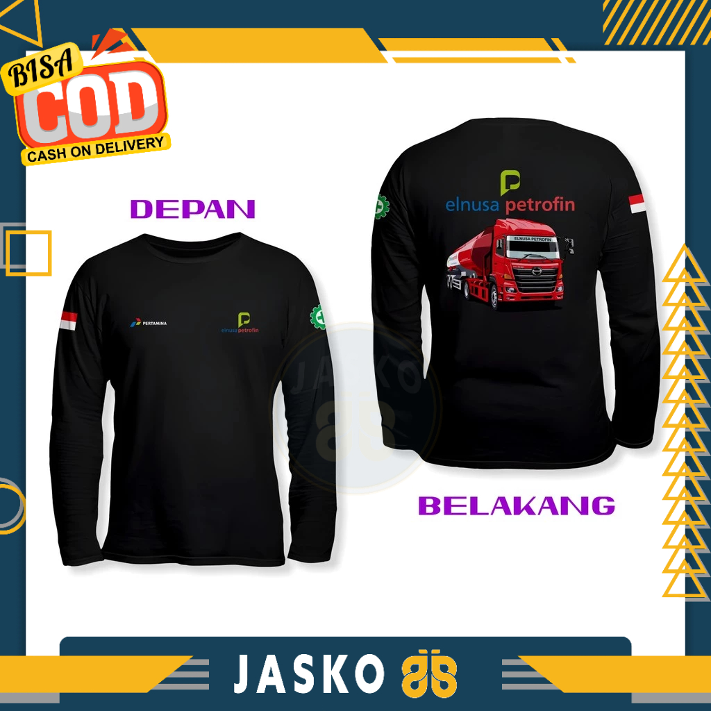 Baju Tshirt Truk Tangki Hino Elnusa Petrofin Logo DB Lengan Panjang Kaos Distro