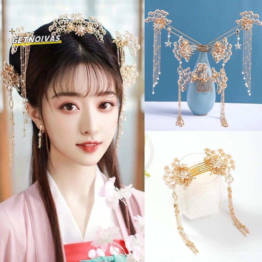 1set Tusuk Konde Cina Retro Aksesoris Jepit Rambut Cina Untuk Hiasan Kepala Pengantin