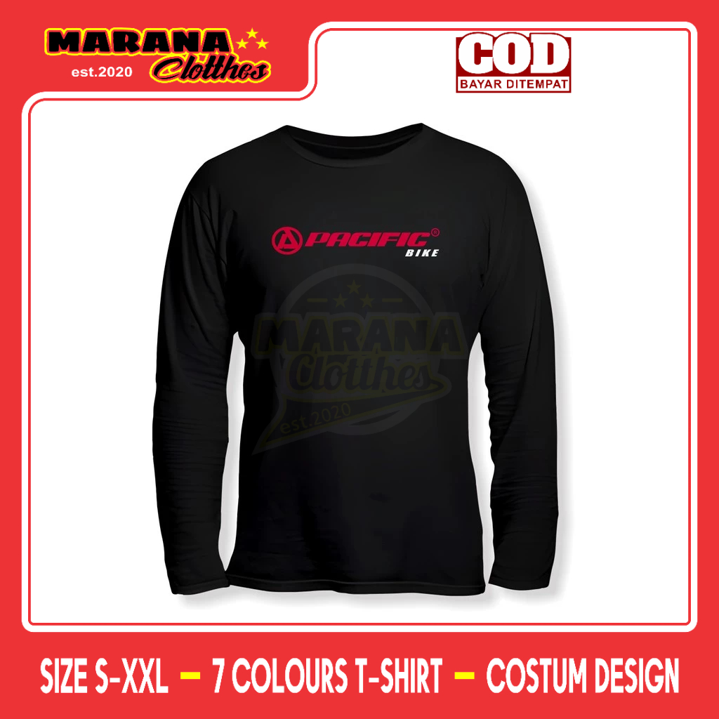 Kaos Sepeda Pacific Bike Logo Road Bike MTB Lengan Panjang Baju Sport