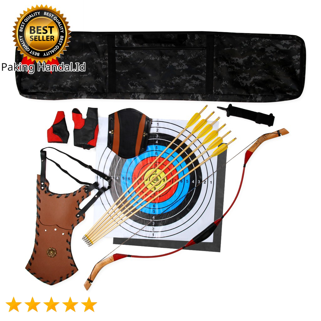 Paket Extra Komplit Busur Panah Dewasa Pemula Fiber Horse Bow 27-30Lbs