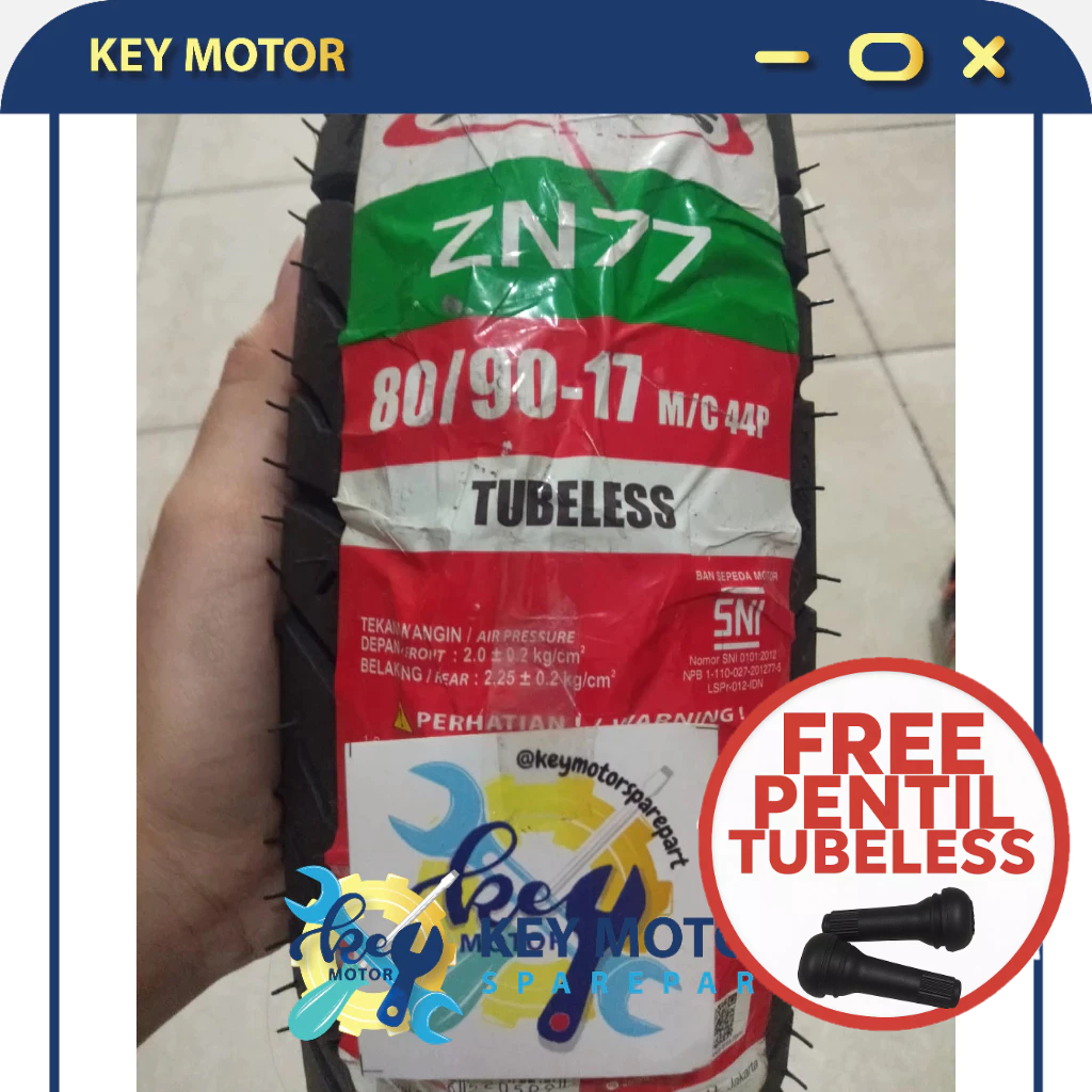 Ban Luar Motor ZENEOS ZN77 80/90-17 Ring 17 TUBELESS 100% Asli dan Baru