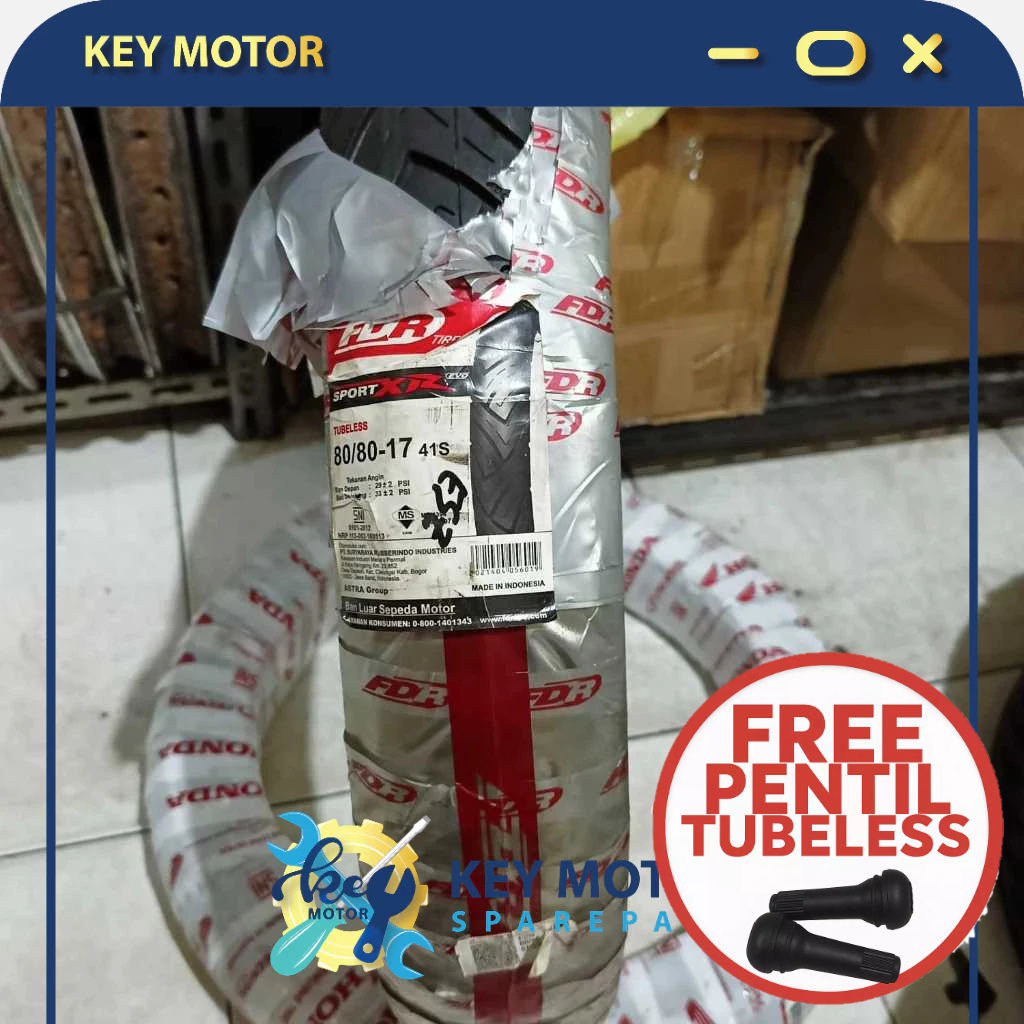 Ban Luar Motor  80/80 17   FDR TUBELESS TUBLES 100% Asli dan Baru
