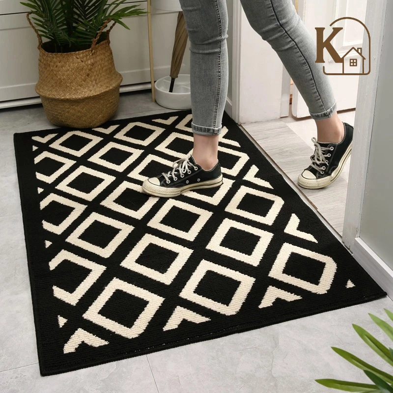 Kivi - Keset Checker 50x80cm untuk Pintu Rumah, Keset Outdoor Anti Slip Aesthetic, Menyerap Air & Ko