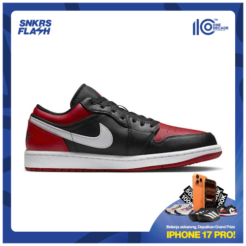NIKE Air Jordan 1 Low Alternate Bred Toe Sepatu Sneakers Pria - 553558066 - Size 43
