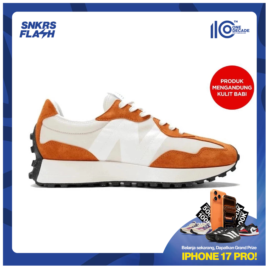 NEW BALANCE 327 Timberwolf Orange Brown Sepatu Sneakers Pria - U327LF - Size 44