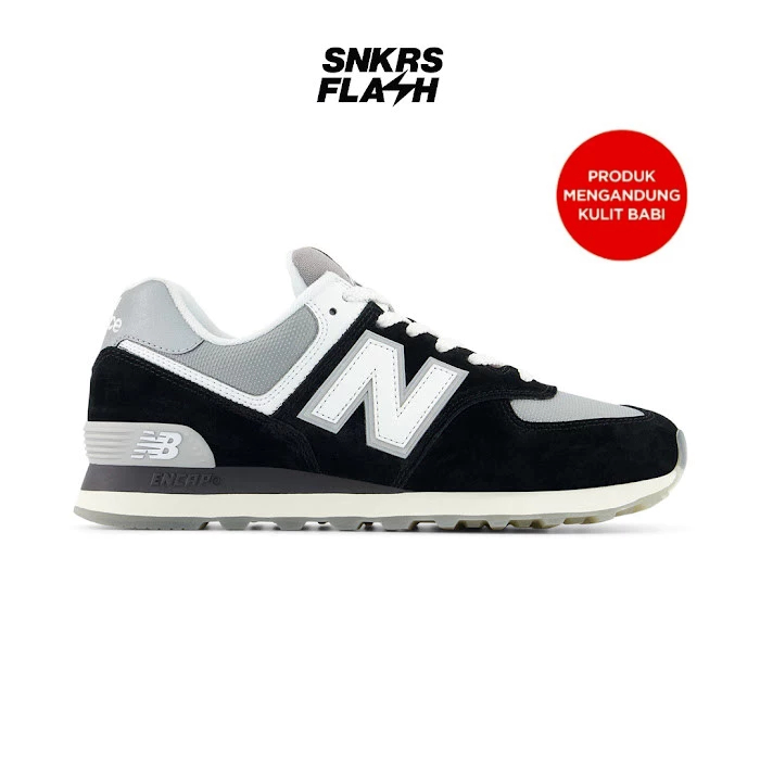 NEW BALANCE 574 Black White Sepatu Sneakers Unisex - U574PBB - Size 44.5
