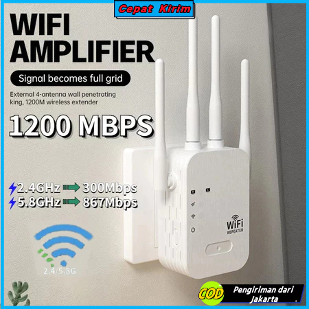 Wifi Extender -1200 Mbps Wifi Repeater /Signal Amplifier /4 Antena Wireless Repeater/ Penerima Peman