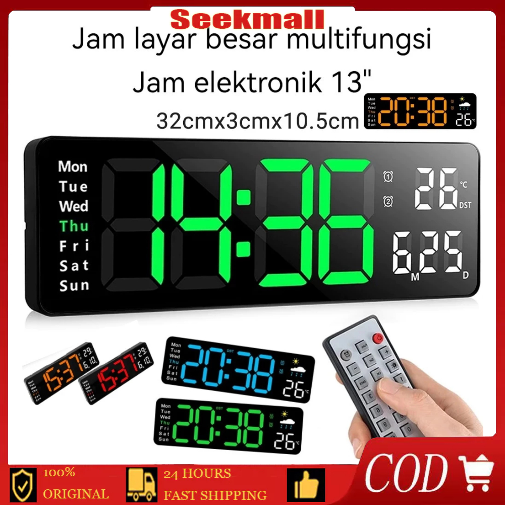 Jam Tampilan Layar Besar 8/13 Inci Jam Digital Nordik Jam Dinding Ruang Tamu Sederhana Jam Dinding J