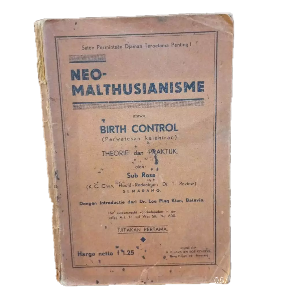 buku neo malthusianisme birth control 128 hal 1934 bahasa indonesia ejaan oe