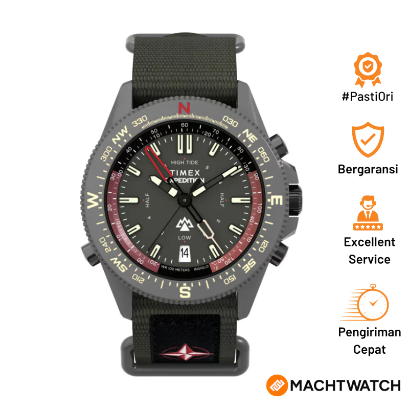 Jam Tangan Pria Timex Expedition TW2W91100 Tide Temp Compass Green Dial Green Fabric Strap