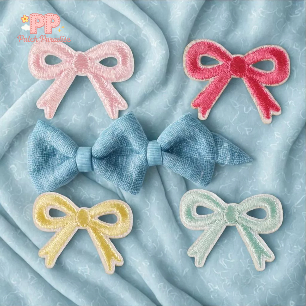 Patch Webbing Tempel Motif Pita Patch Bordir DIY Webbing Keychain