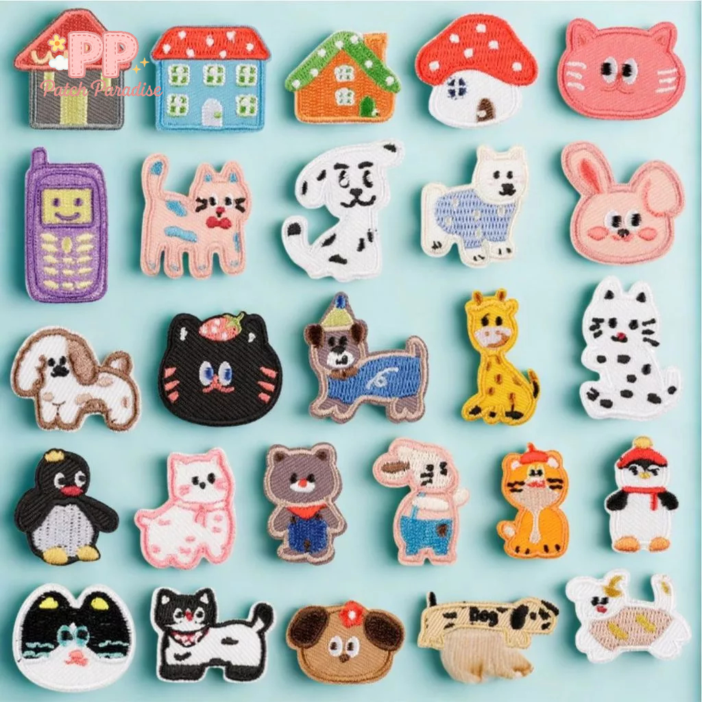 Patch Webbing Bordir Tempel DIY Webbing Keychain Motif Hewan Rumah