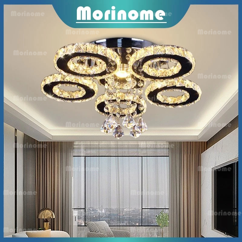 Lampu Hias Ruang Tamu Minimalis Modern Lampu Kristal Gantung Mewah Lampu Tidur 5 Rings Lampu LED Lam