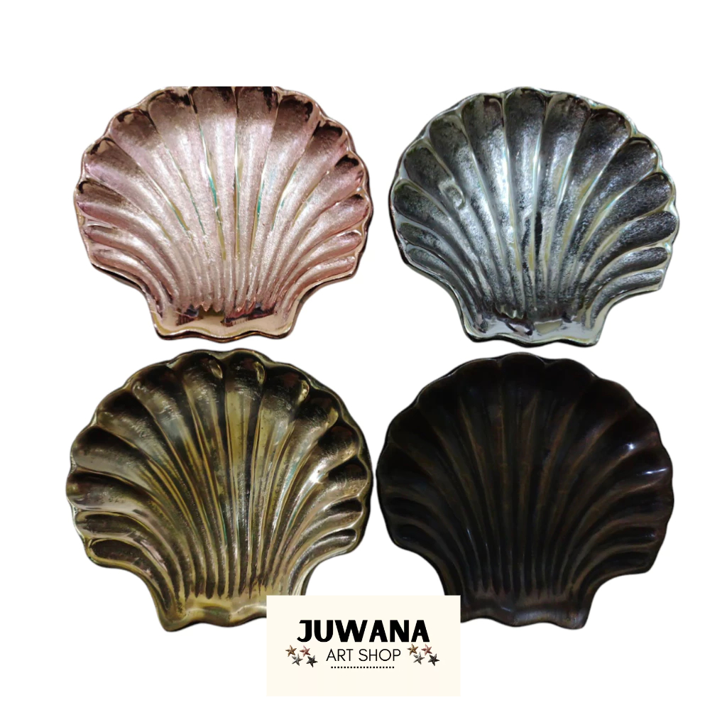 Piring / tempat sabun kuningan motif kerang | hiasan piring kuningan  tempat sabun kuningan | hiasan