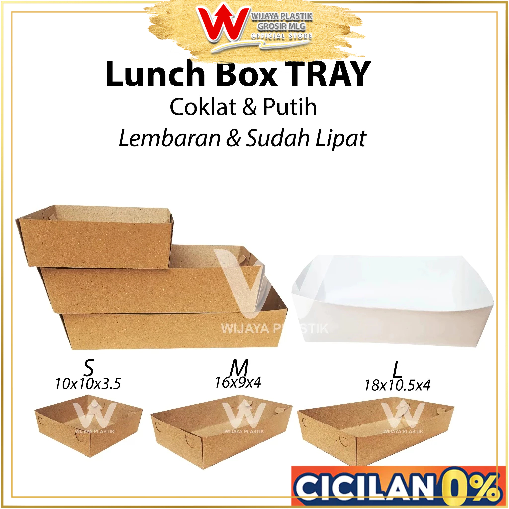 [50Pcs] Lunch Box TRAY ( S/M/L ) ( Coklat & Putih ) --- 50pcs @1/2 PACK | Lembaran / Lipat lunchbox 