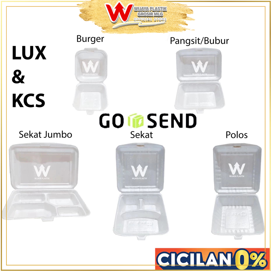 Styrofoam ( Pangsit Sekat Polos Jumbo Burger Tray Mangkok Piring ) [ KCS LUX GPS ] --- 100 200 pcs @