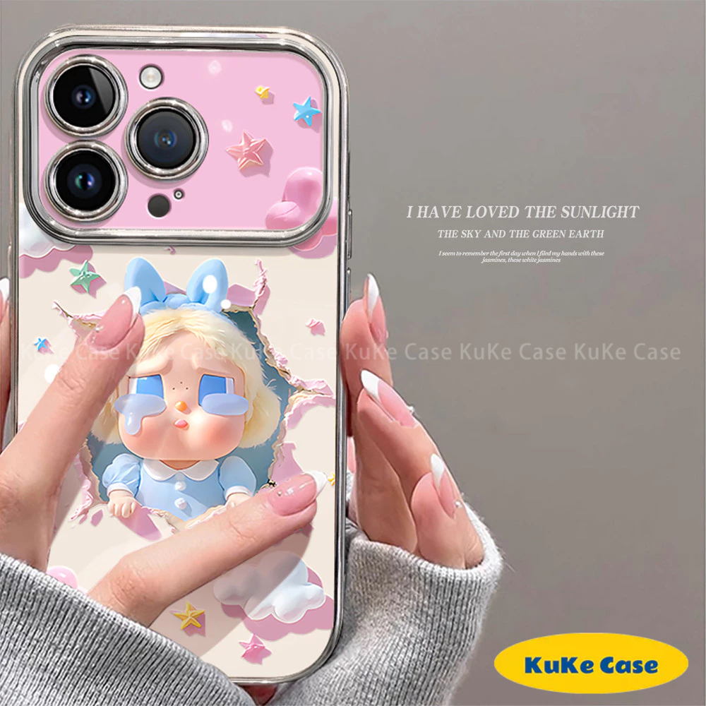 Casing HP Untuk iPhone 16 11 12 13 14 15 Pro Max XR 15 16 Plus Motif bayi menangis berwarna merah mu