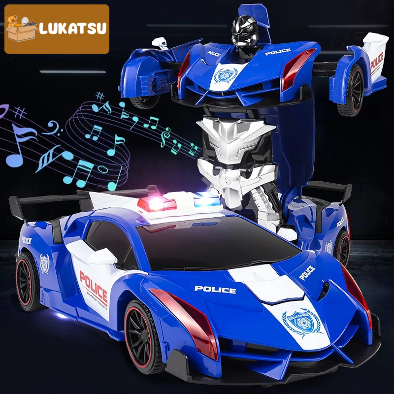 Mainan Mobil Polisi Rc Mobil Polisi Besar Remote Control Bisa Bunyi Nyala 2.4GHZ Mobil Jadi Robot RC