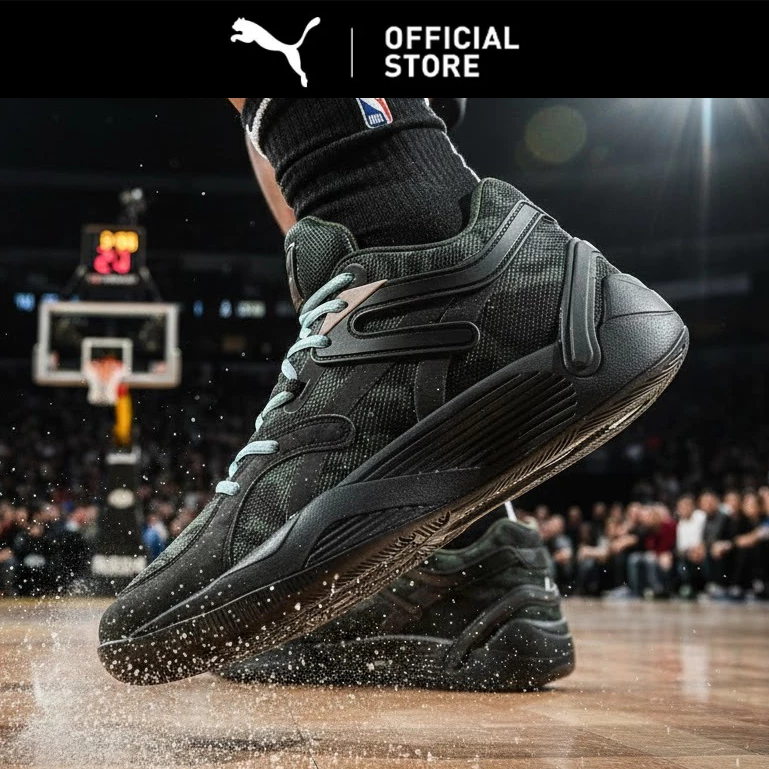PUMA Sepatu Basketball Trc Blaze Court Camo Puma Black-Myrtle-D 379087 01
