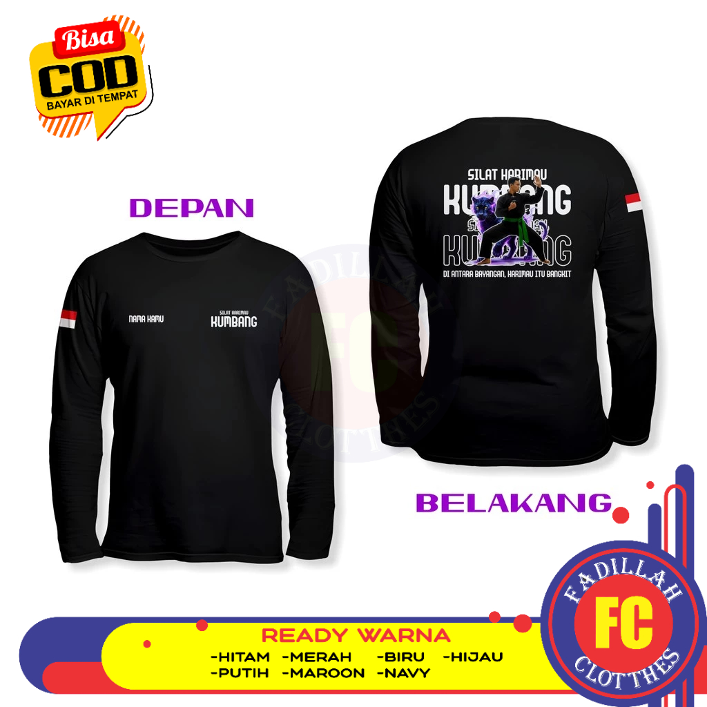 Baju Kaos Silat Harimau Kumbang Gratis Nama DB Lengan Panjang Kaos Distro