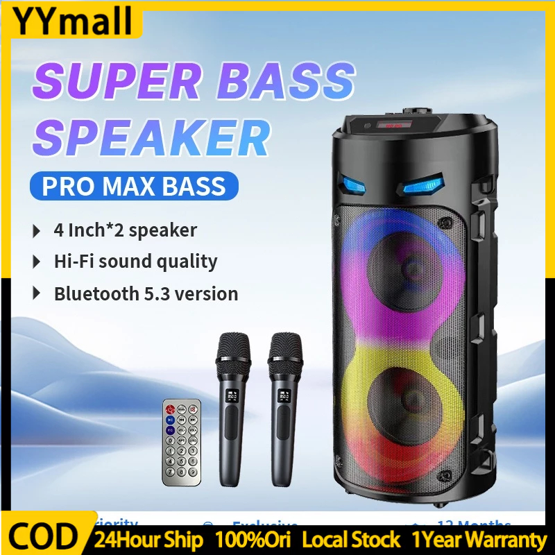 Party Speaker Bluetooth Karaoke Portable 4 inch*2 Super Bass Salon Full Bass Besar ZQS4239S