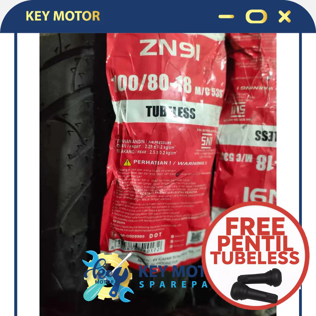 Ban Luar Motor ZENEOS ZN91 100/80-18 Ring 18 TUBELESS 100% Asli dan Baru